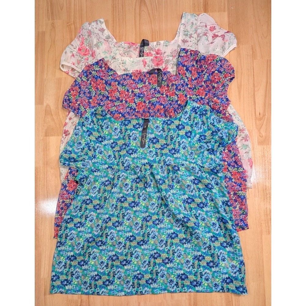 Lot 3 Jessica Simpson Tops Womens M Floral Short Sleeve Blouse Lightweight